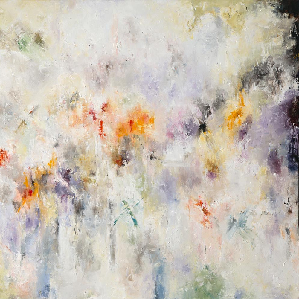 Fragment: ochre and violet dissolving into a chalk-white field.