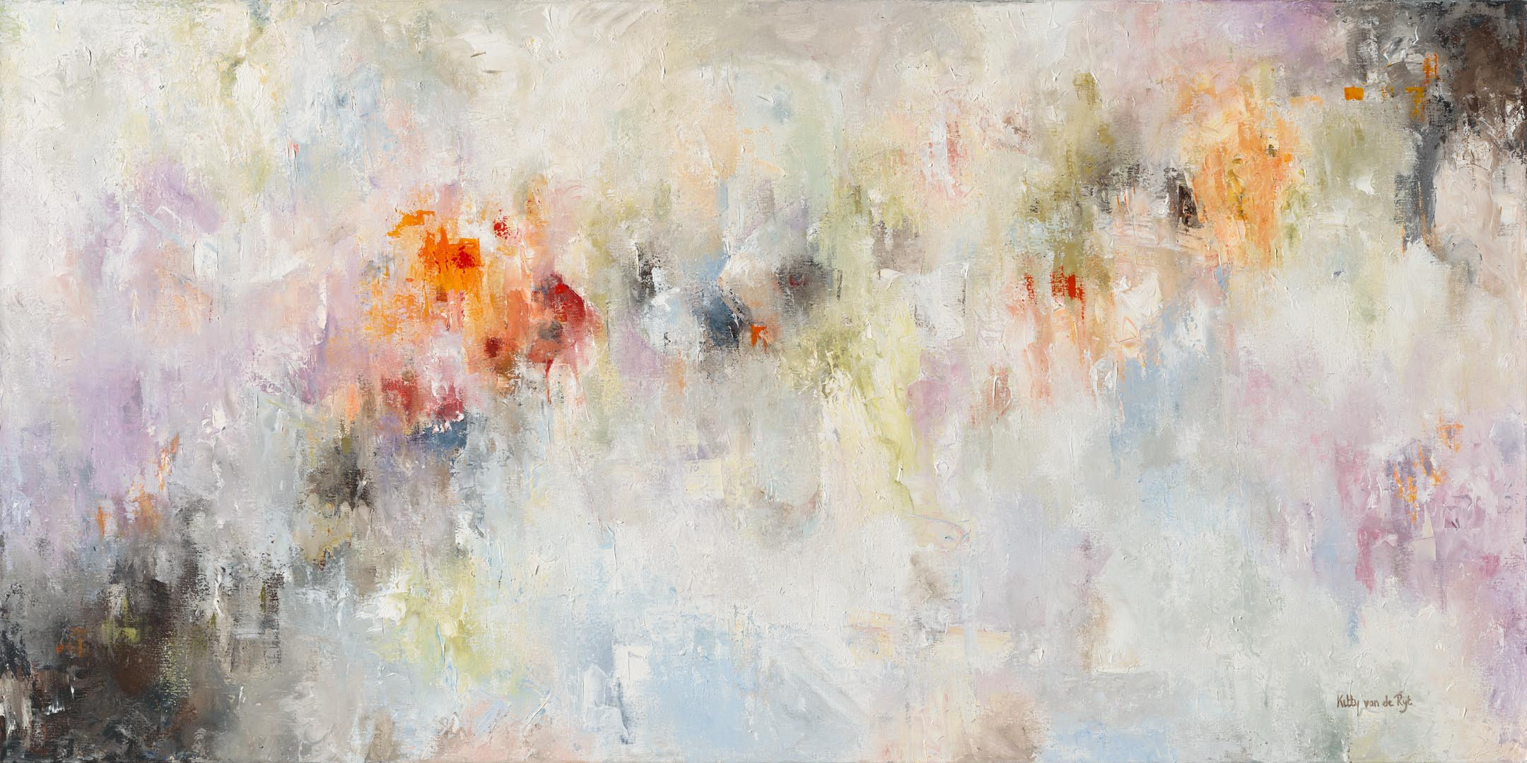 Deep Ocean, a wide horizontal canvas of pale greys and drifting warm light.